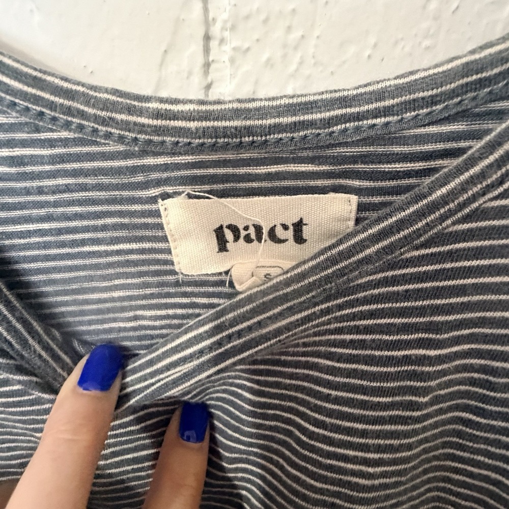 Pact Organic‎ Cotton All Day Easy Jumpsuit Sleeveless Striped Blue Small Pockets - Picture 2 of 8